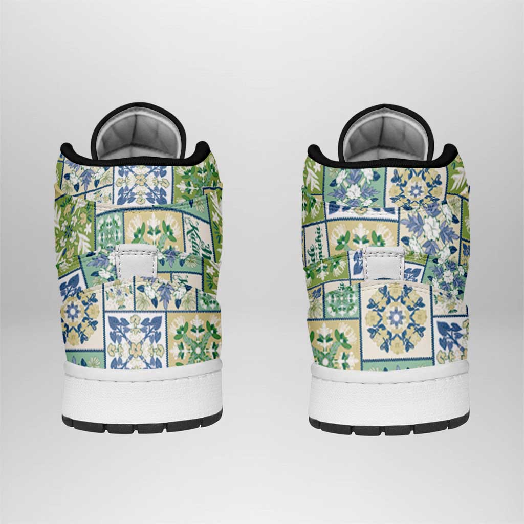 Mele Kalikimaka Hawaii Christmas High Sneakers AJ1 Omaomao Seamless Floral Motif - Polynesian Pride