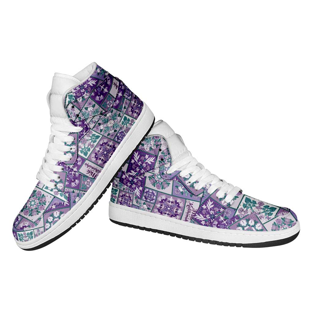 Mele Kalikimaka Hawaii Christmas High Sneakers AJ1 Poni Seamless Floral Motif - Polynesian Pride