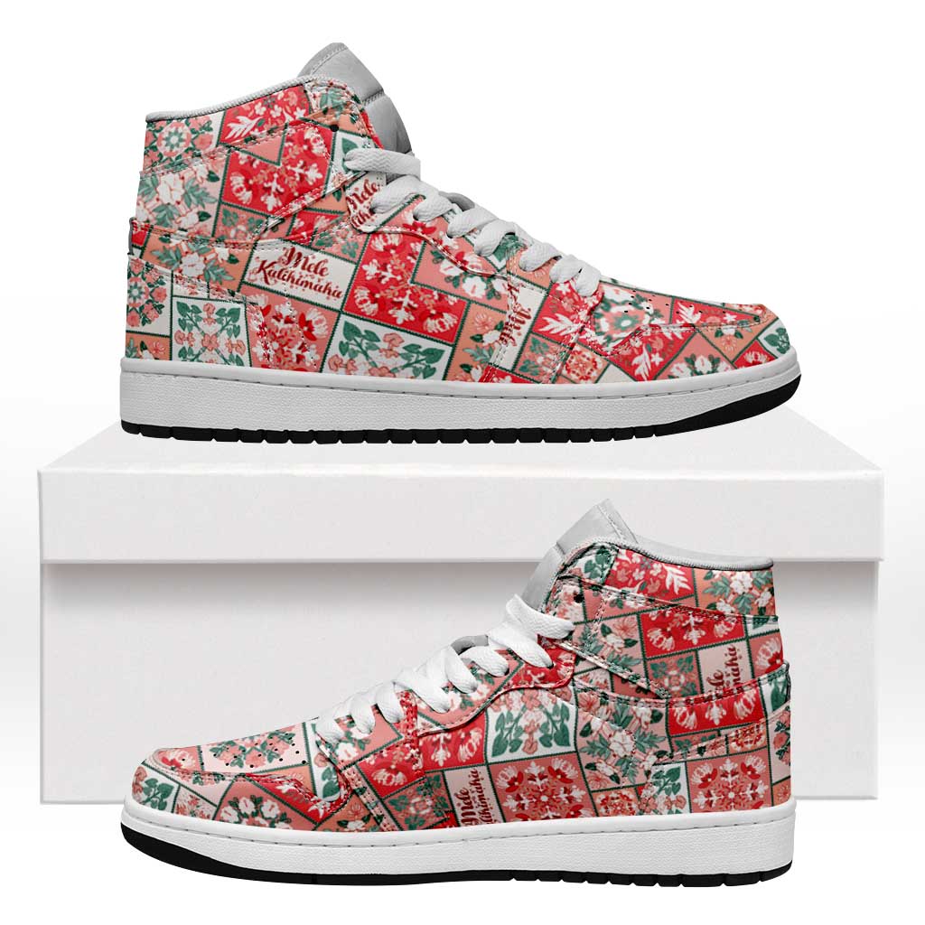 Mele Kalikimaka Hawaii Christmas High Sneakers AJ1 Ulaula Seamless Floral Motif - Polynesian Pride