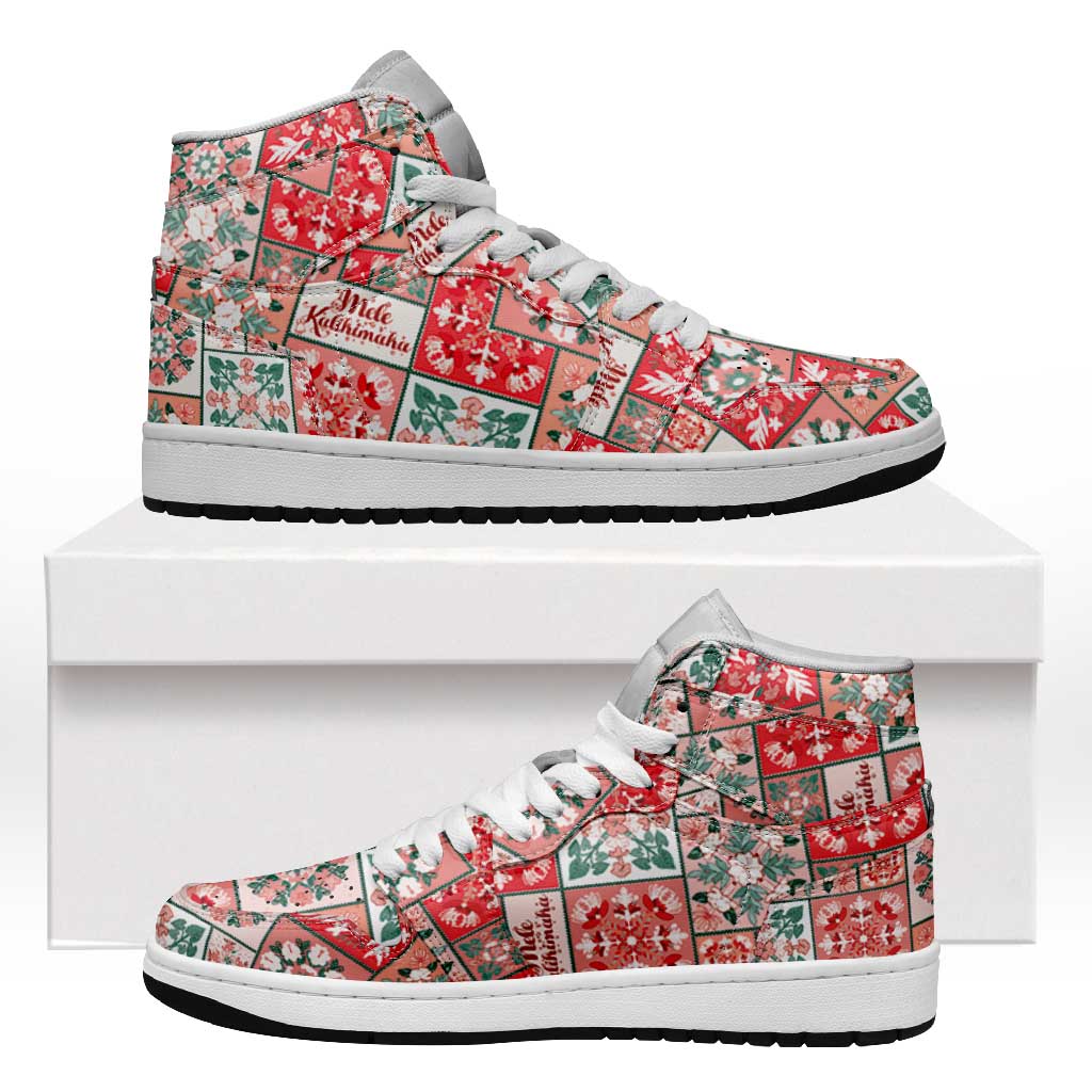 Mele Kalikimaka Hawaii Christmas High Sneakers AJ1 Ulaula Seamless Floral Motif LT9