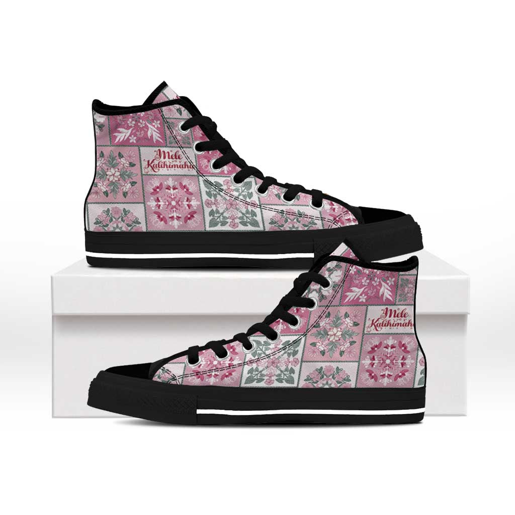 Mele Kalikimaka Hawaii Christmas High Top Shoes Akala Seamless Floral Motif - Polynesian Pride