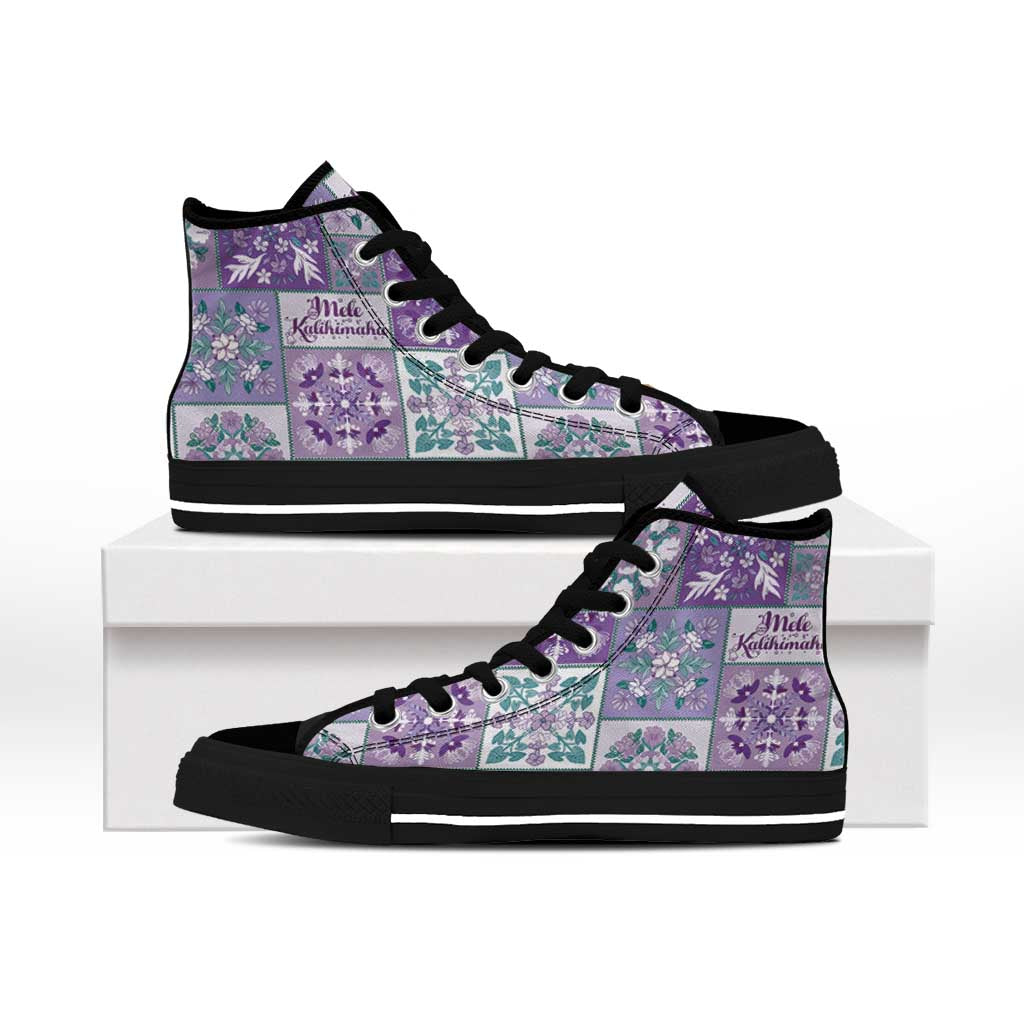 Mele Kalikimaka Hawaii Christmas High Top Shoes Poni Seamless Floral Motif - Polynesian Pride