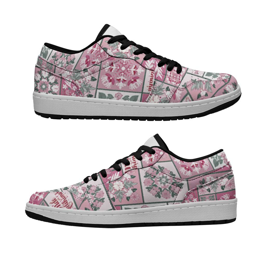 Mele Kalikimaka Hawaii Christmas Low Sneakers Akala Seamless Floral Motif LT9