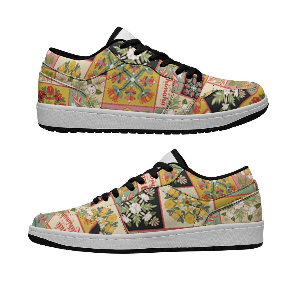 Mele Kalikimaka Hawaii Christmas Low Sneakers Melemele Mama Seamless Floral Motif LT9