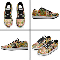 Mele Kalikimaka Hawaii Christmas Low Sneakers Melemele Mama Seamless Floral Motif - Polynesian Pride