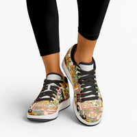 Mele Kalikimaka Hawaii Christmas Low Sneakers Melemele Mama Seamless Floral Motif - Polynesian Pride