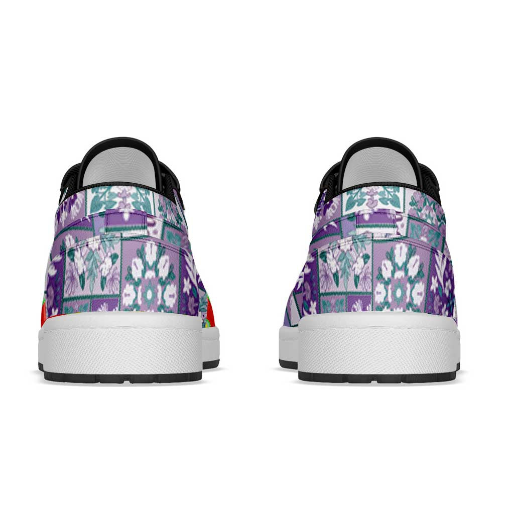 Mele Kalikimaka Hawaii Christmas Low Sneakers Poni Seamless Floral Motif - Polynesian Pride
