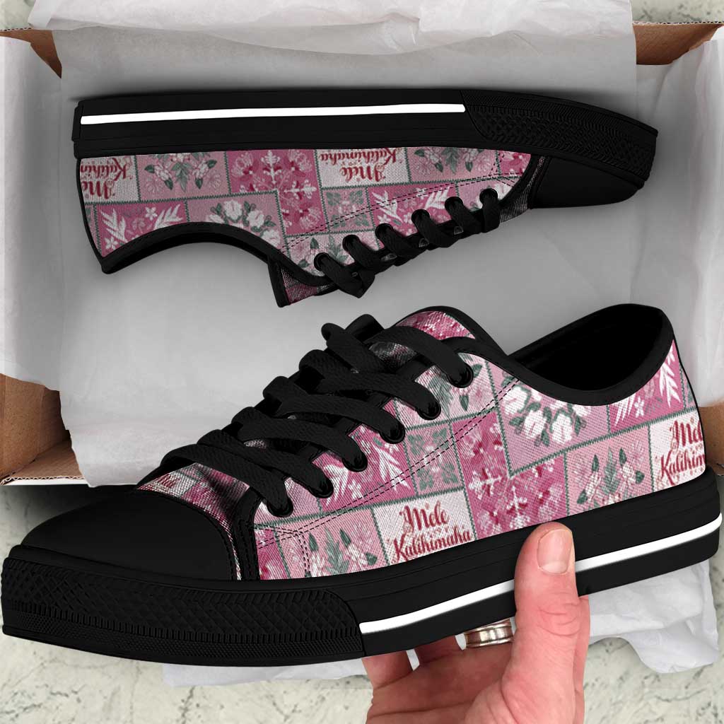 Mele Kalikimaka Hawaii Christmas Low Top Shoes Akala Seamless Floral Motif - Polynesian Pride
