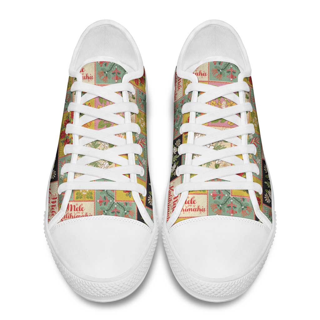 Mele Kalikimaka Hawaii Christmas Low Top Shoes Melemele Mama Seamless Floral Motif - Polynesian Pride