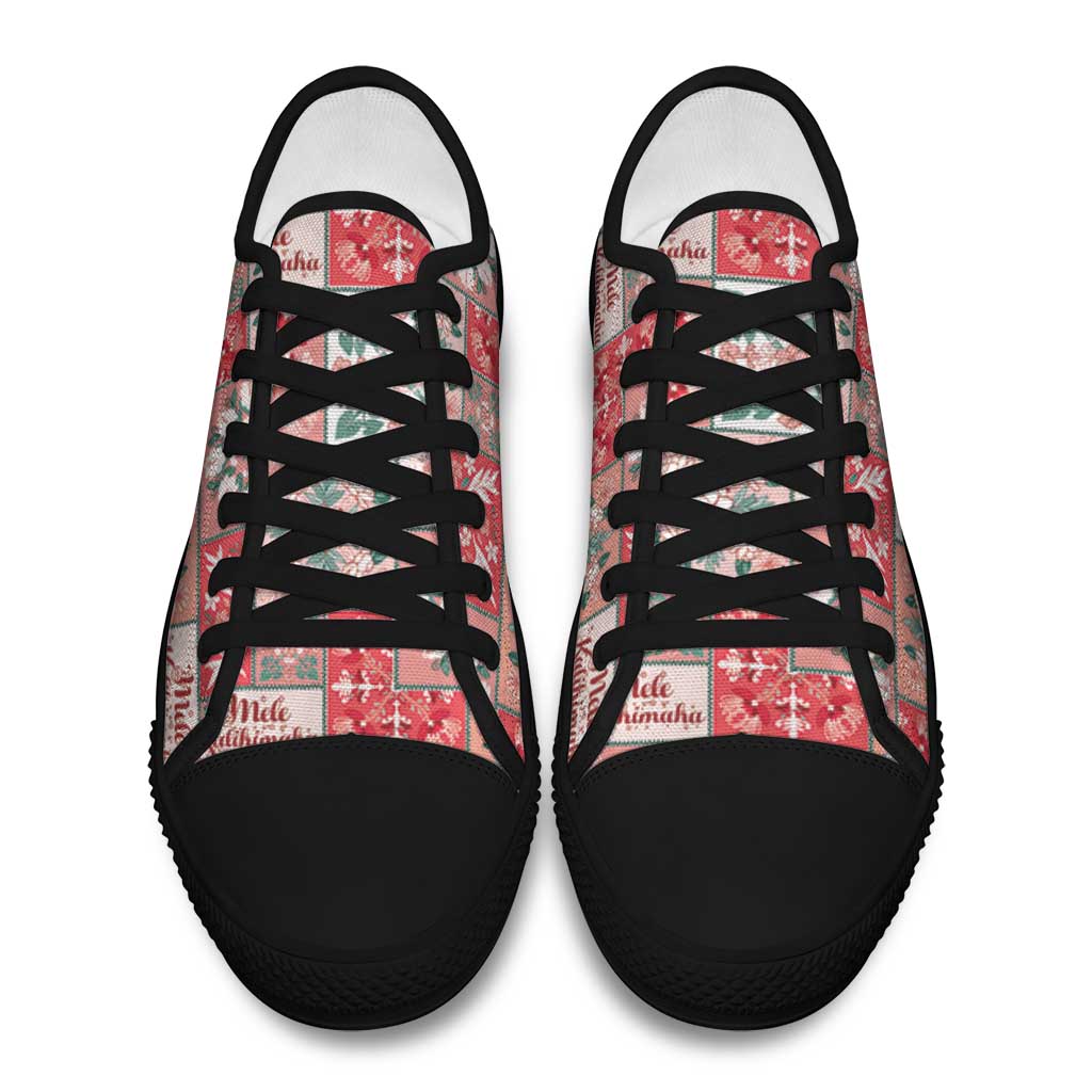 Mele Kalikimaka Hawaii Christmas Low Top Shoes Ulaula Seamless Floral Motif - Polynesian Pride