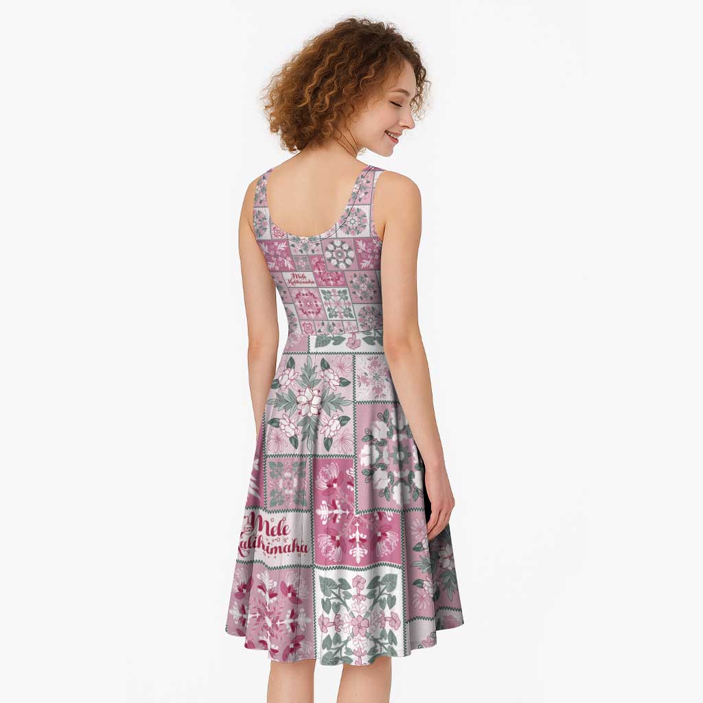 Mele Kalikimaka Hawaii Christmas Midi Dress Akala Seamless Floral Motif - Polynesian Pride