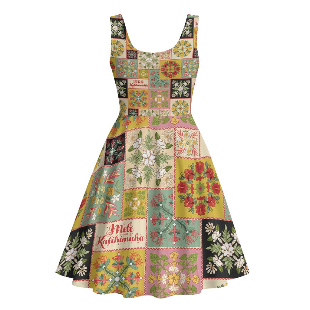 Mele Kalikimaka Hawaii Christmas Midi Dress Melemele Mama Seamless Floral Motif - Polynesian Pride