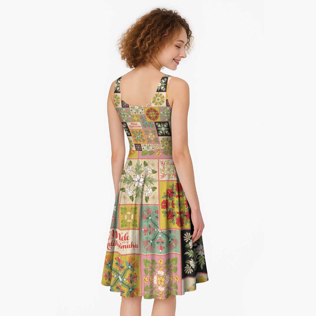 Mele Kalikimaka Hawaii Christmas Midi Dress Melemele Mama Seamless Floral Motif - Polynesian Pride