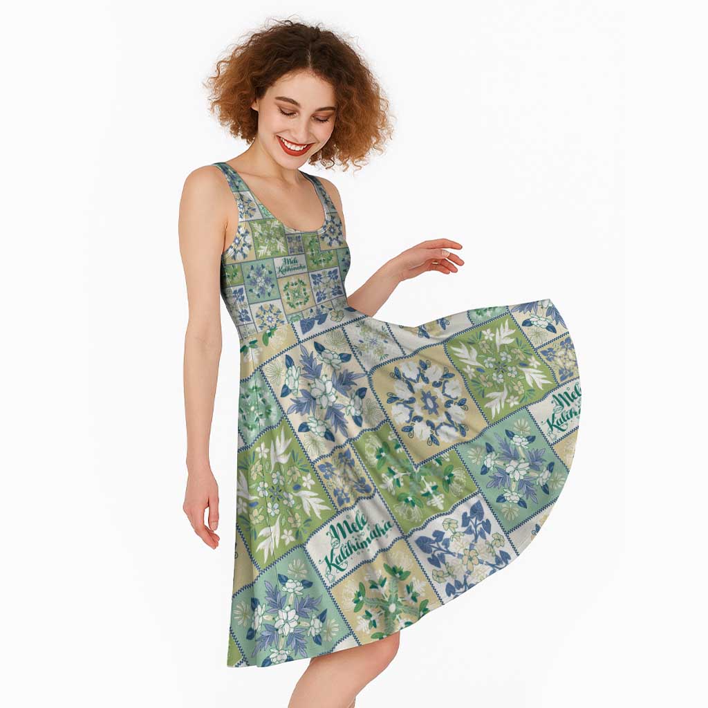 Mele Kalikimaka Hawaii Christmas Midi Dress Omaomao Seamless Floral Motif - Polynesian Pride