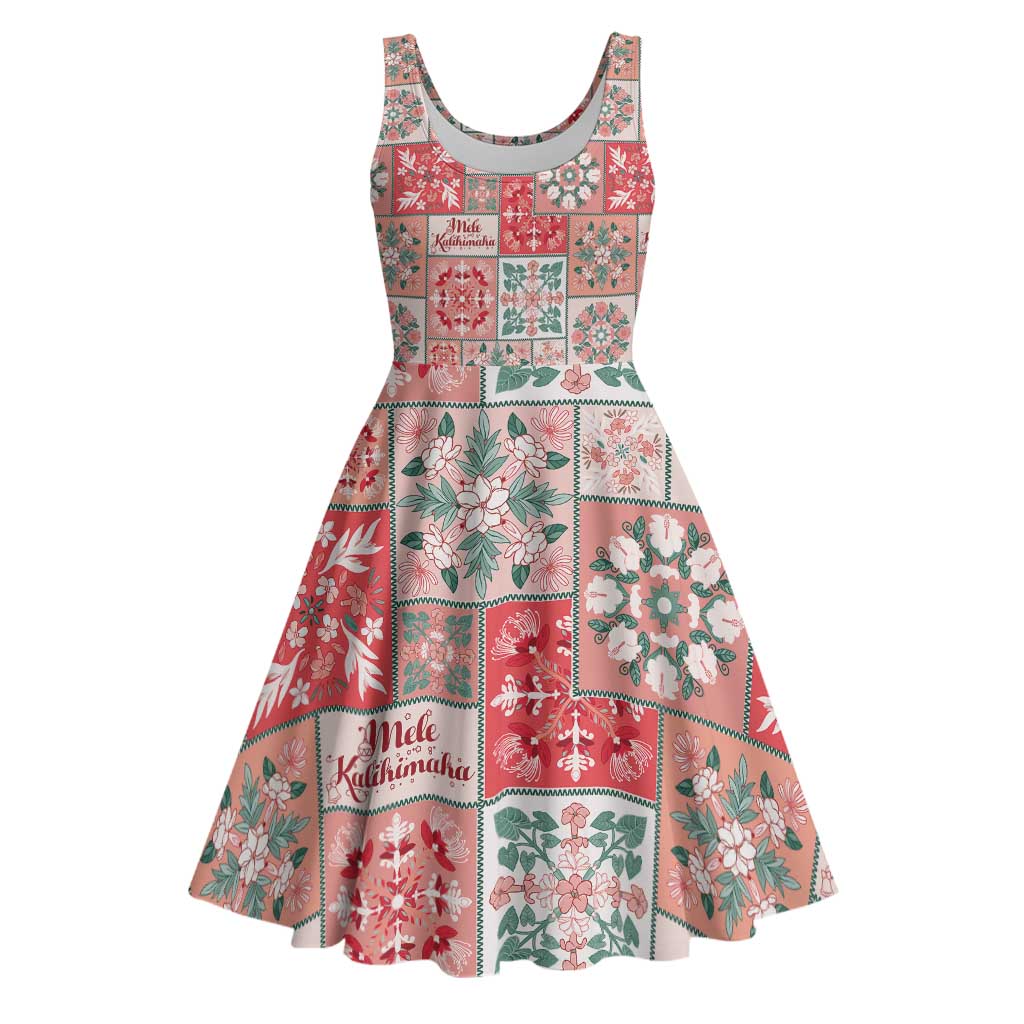 Mele Kalikimaka Hawaii Christmas Midi Dress Ulaula Seamless Floral Motif - Polynesian Pride