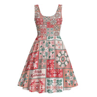 Mele Kalikimaka Hawaii Christmas Midi Dress Ulaula Seamless Floral Motif - Polynesian Pride