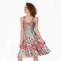 Mele Kalikimaka Hawaii Christmas Midi Dress Ulaula Seamless Floral Motif - Polynesian Pride