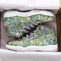 Mele Kalikimaka Hawaii Christmas Sneakers J11 Omaomao Seamless Floral Motif - Polynesian Pride