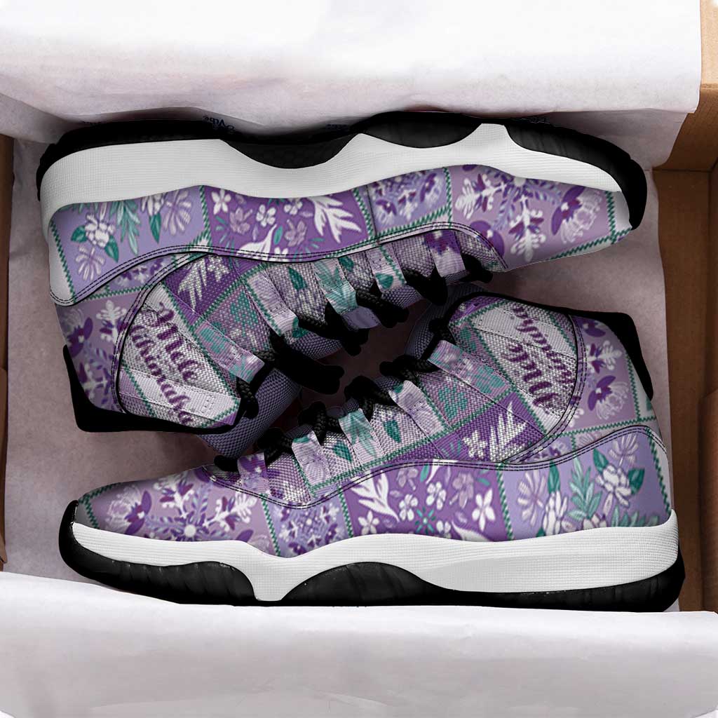 Mele Kalikimaka Hawaii Christmas Sneakers J11 Poni Seamless Floral Motif - Polynesian Pride