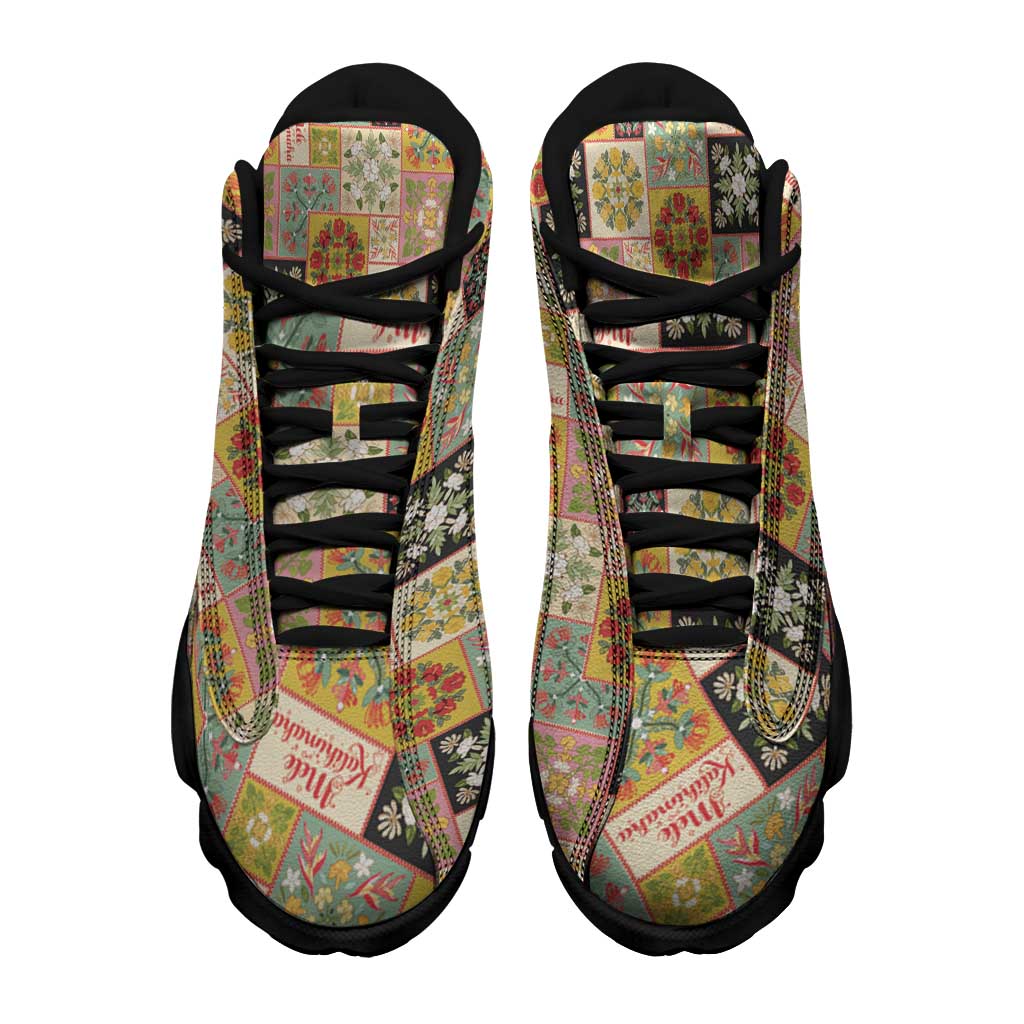 Mele Kalikimaka Hawaii Christmas Sneakers J13 Melemele Mama Seamless Floral Motif - Polynesian Pride
