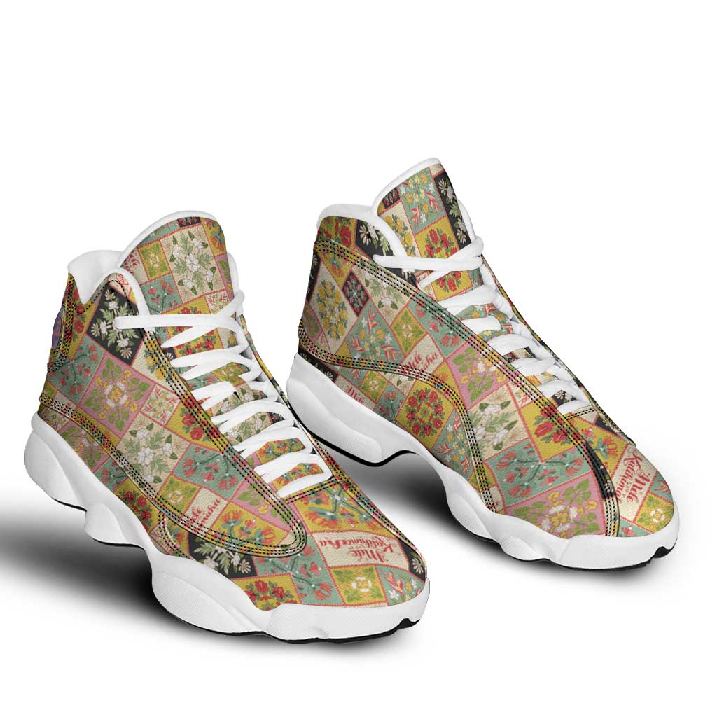 Mele Kalikimaka Hawaii Christmas Sneakers J13 Melemele Mama Seamless Floral Motif - Polynesian Pride