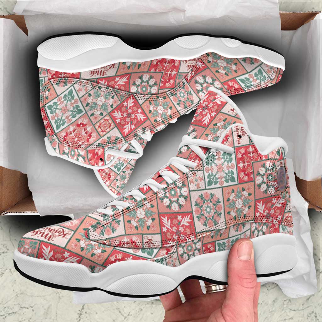 Mele Kalikimaka Hawaii Christmas Sneakers J13 Ulaula Seamless Floral Motif - Polynesian Pride