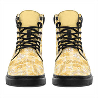 Melemele Aloha Hawaii All Season Boots Plumeria Lei With Palaka Motif - Polynesian Pride