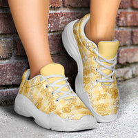 Melemele Aloha Hawaii Chunky Sneakers Plumeria Lei With Palaka Motif - Polynesian Pride