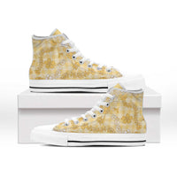 Melemele Aloha Hawaii High Top Shoes Plumeria Lei With Palaka Motif - Polynesian Pride