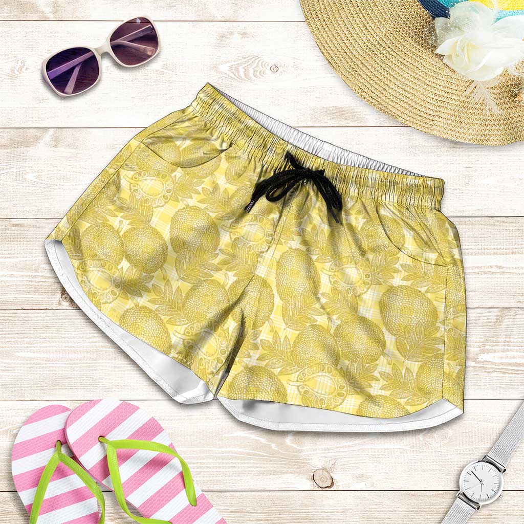 Melemele Hawaii Breadfruit Palaka Motifs Shorts for Women