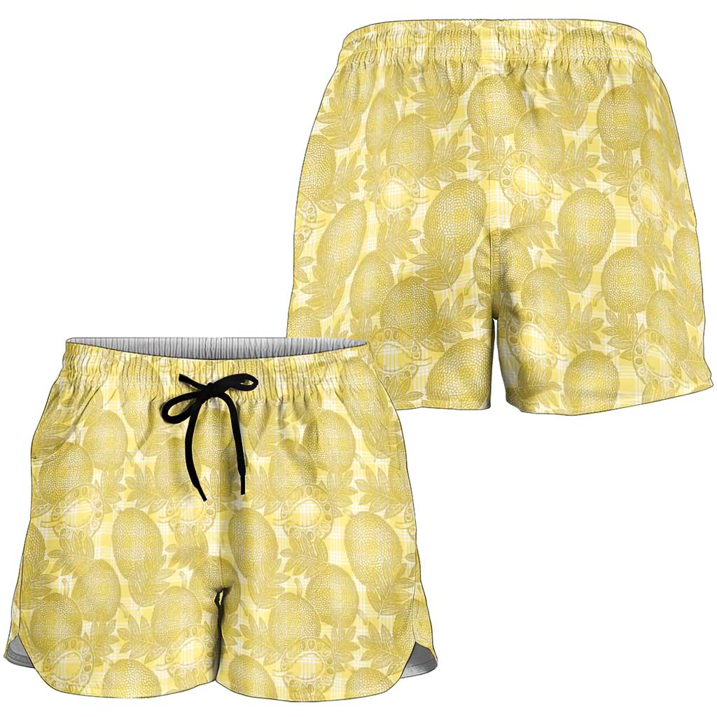 Melemele Hawaii Breadfruit Palaka Motifs Shorts for Women
