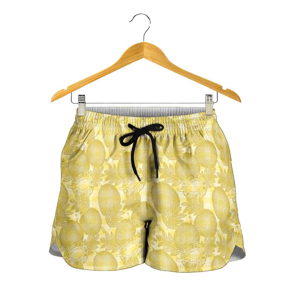 Melemele Hawaii Breadfruit Palaka Motifs Shorts for Women