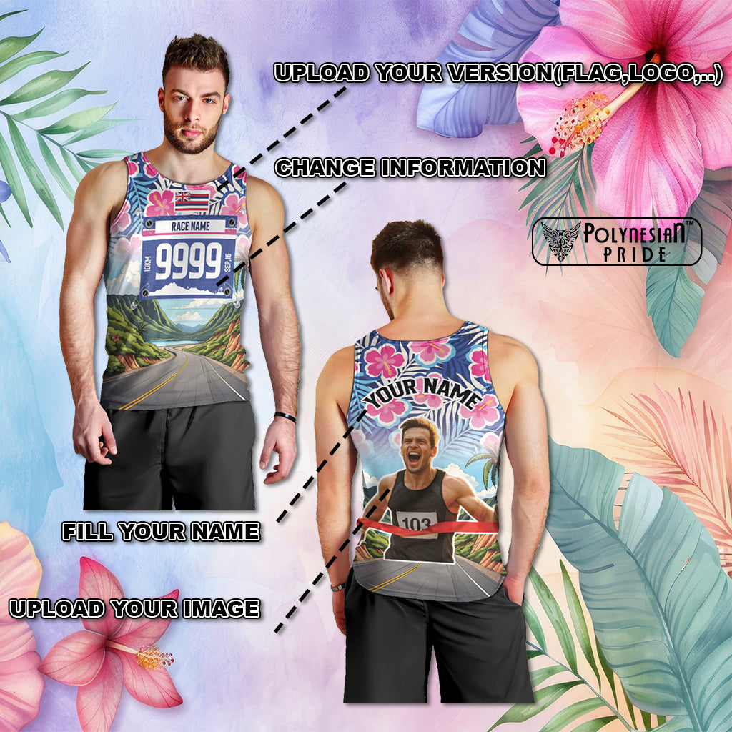 Custom Race Bib and Photo Marathon Men Tank Top Nature and Tropical Style CTM03