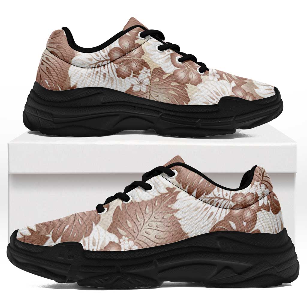 Mocha Mousse Aloha Hawaii Chunky Sneakers Monstera Hibiscus Plumeria Seamless Vibes LT14 Mocha Mousse - Polynesian Pride
