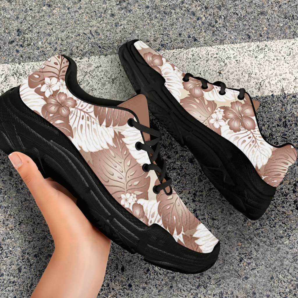 Mocha Mousse Aloha Hawaii Chunky Sneakers Monstera Hibiscus Plumeria Seamless Vibes LT14 - Polynesian Pride