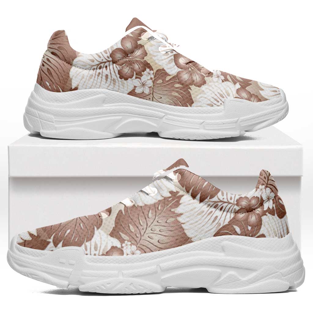 Mocha Mousse Aloha Hawaii Chunky Sneakers Monstera Hibiscus Plumeria Seamless Vibes LT14 Mocha Mousse - Polynesian Pride