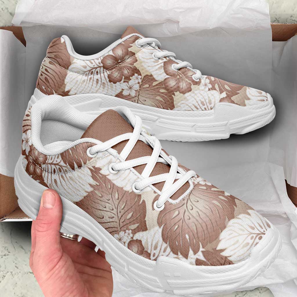Mocha Mousse Aloha Hawaii Chunky Sneakers Monstera Hibiscus Plumeria Seamless Vibes LT14 - Polynesian Pride