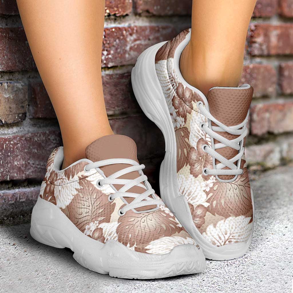 Mocha Mousse Aloha Hawaii Chunky Sneakers Monstera Hibiscus Plumeria Seamless Vibes LT14 - Polynesian Pride