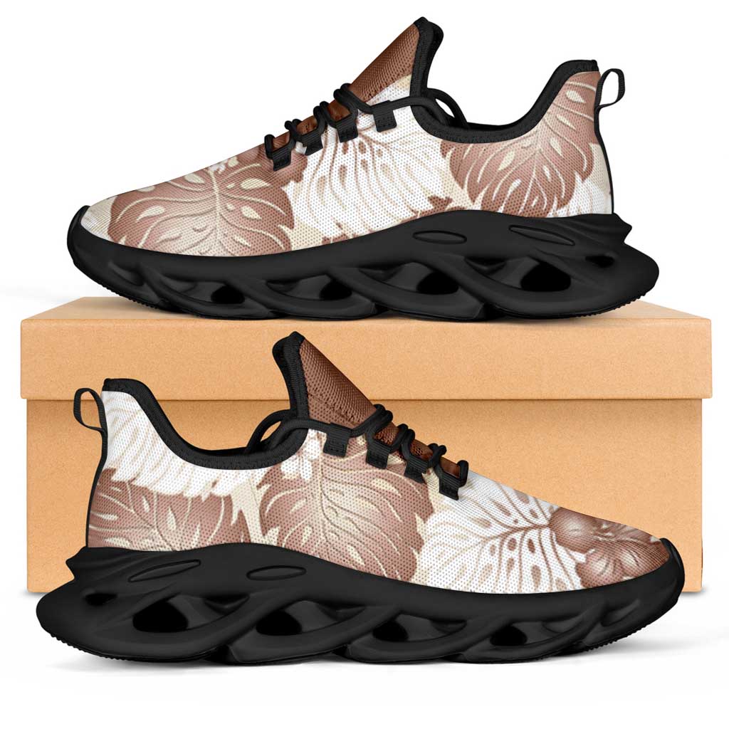 Mocha Mousse Aloha Hawaii Clunky Sneakers Monstera Hibiscus Plumeria Seamless Vibes - Polynesian Pride