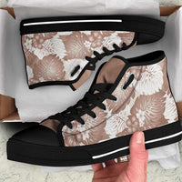 Mocha Mousse Aloha Hawaii High Top Shoes Monstera Hibiscus Plumeria Seamless Vibes - Polynesian Pride