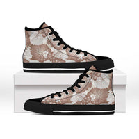 Mocha Mousse Aloha Hawaii High Top Shoes Monstera Hibiscus Plumeria Seamless Vibes - Polynesian Pride