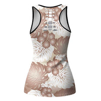 Mocha Mousse Aloha Hawaii Hollow Tank Top Monstera Hibiscus Plumeria Seamless Vibes LT14 - Polynesian Pride