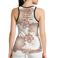 Mocha Mousse Aloha Hawaii Hollow Tank Top Monstera Hibiscus Plumeria Seamless Vibes LT14 - Polynesian Pride