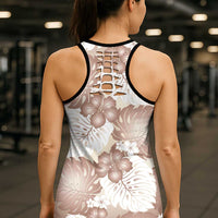 Mocha Mousse Aloha Hawaii Hollow Tank Top Monstera Hibiscus Plumeria Seamless Vibes LT14 - Polynesian Pride
