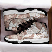Mocha Mousse Aloha Hawaii Sneakers J11 Monstera Hibiscus Plumeria Seamless Vibes - Polynesian Pride