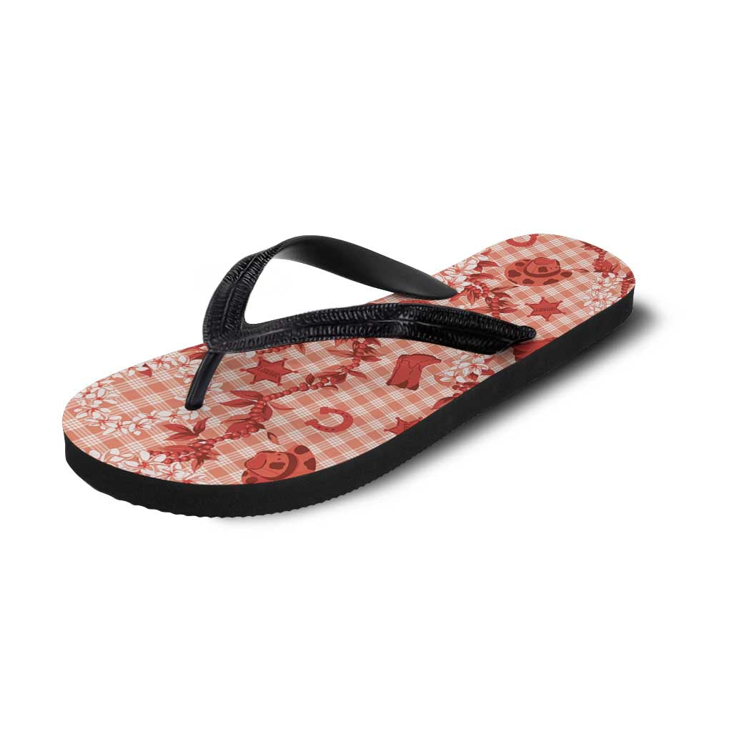 Mokihana Maile Ilima Leis Paniolo Palaka Flip Flops Hawaiian Ulaula Spirit - Polynesian Pride