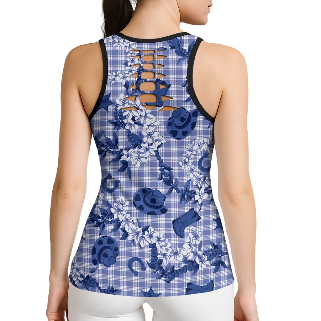 Mokihana Maile Ilima Leis Paniolo Palaka Hollow Tank Top Hawaiian Polu Spirit - Polynesian Pride