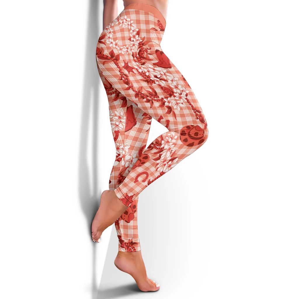 Mokihana Maile Ilima Leis Paniolo Palaka Leggings Hawaiian Ulaula Spirit - Polynesian Pride