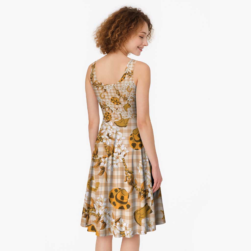 Mokihana Maile Ilima Leis Paniolo Palaka Midi Dress Hawaiian Kula Spirit - Polynesian Pride