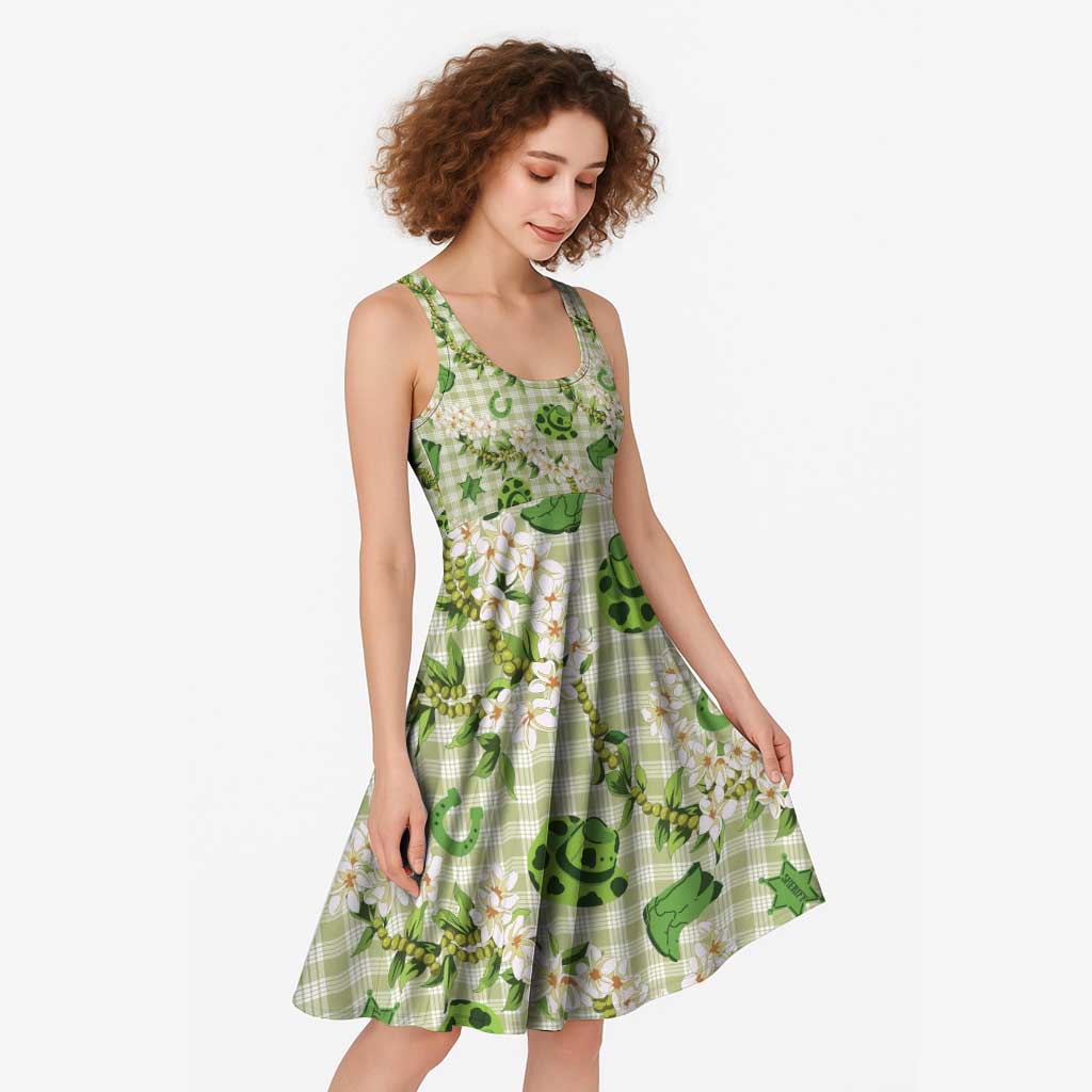 Mokihana Maile Ilima Leis Paniolo Palaka Midi Dress Hawaiian Omaomo Ala Spirit - Polynesian Pride